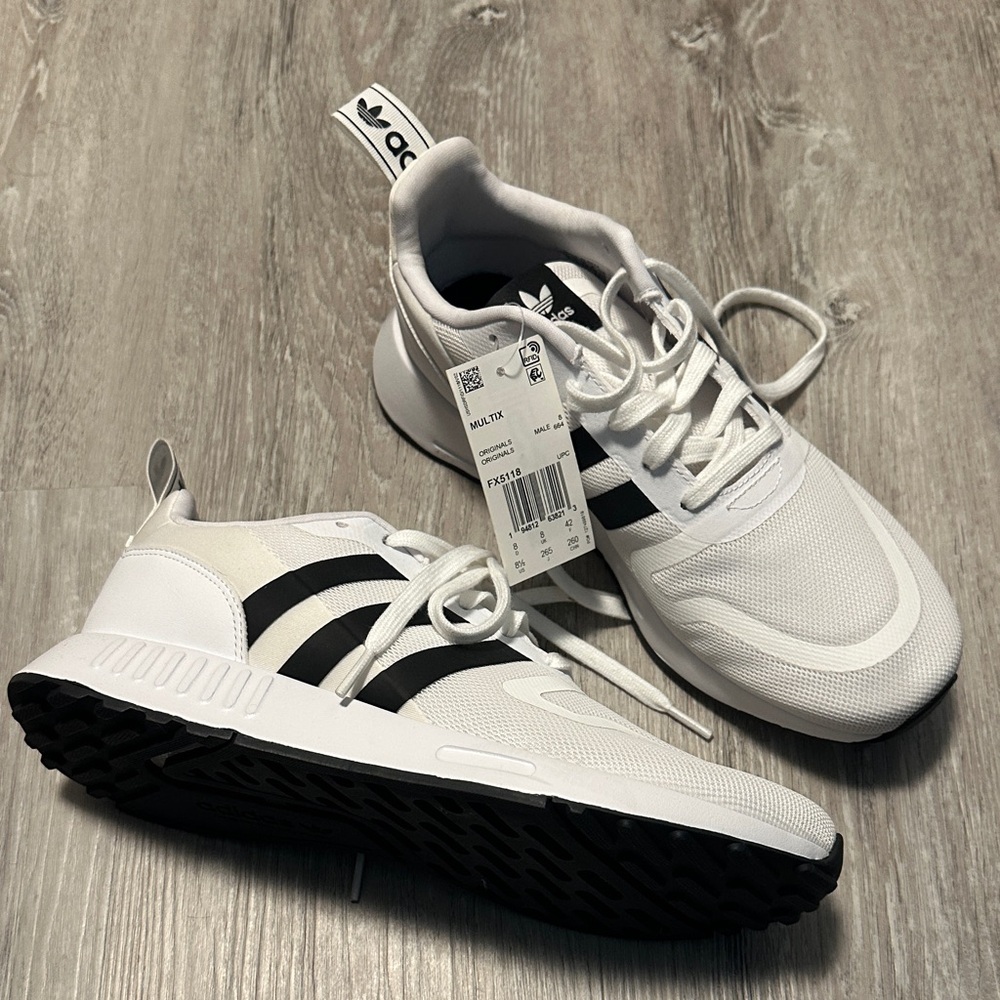 Adidas Men's White Sneakers with Black Stripes